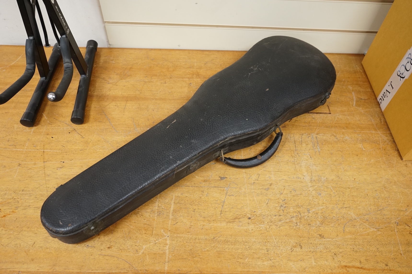 An 18th century violin after Klotz school, 36cm body, with a well cut scroll and an Hill reference number (1191) to the bottom end of the fingerboard, in a Rushworth and Draper case.